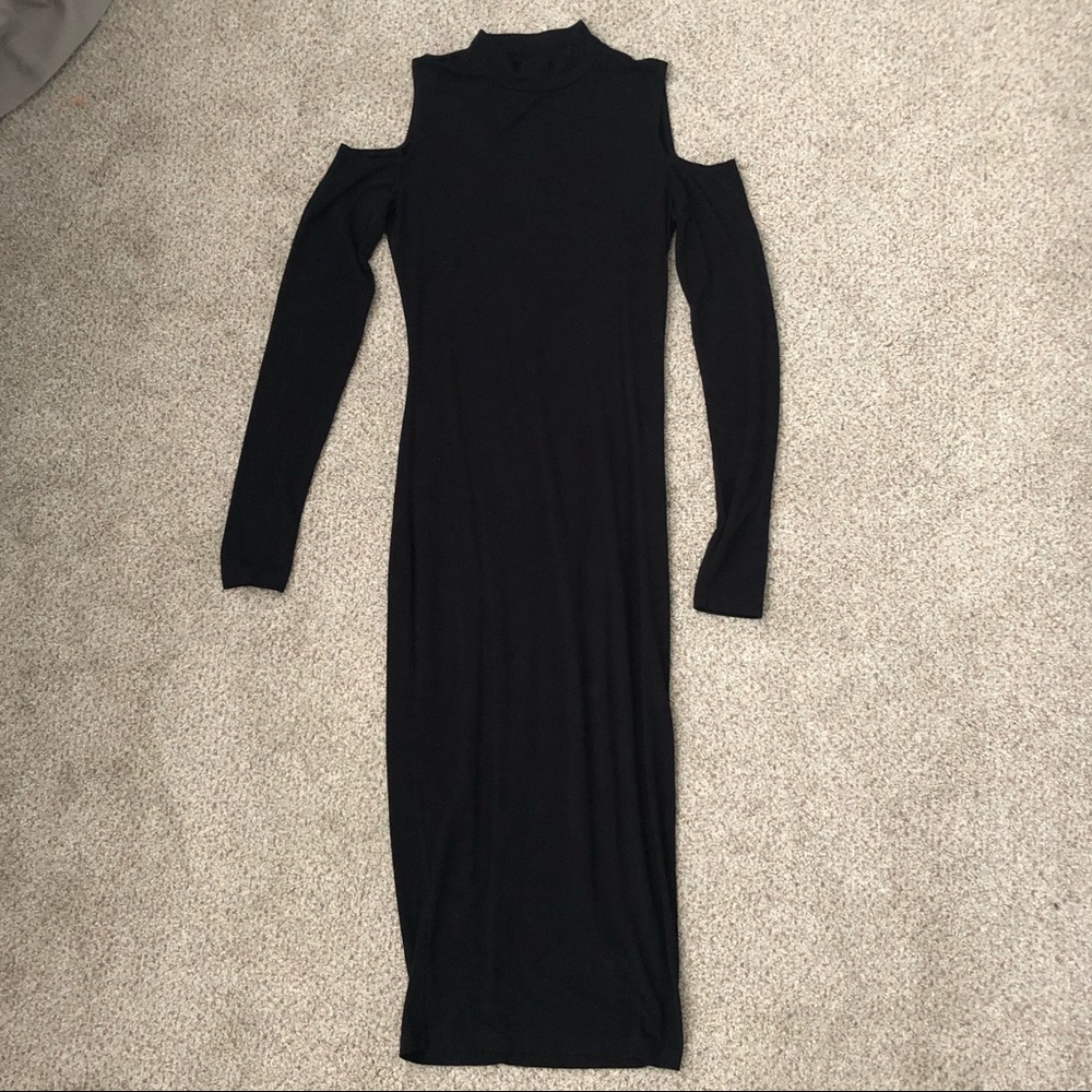 Black Long Sleeve Midi Dress